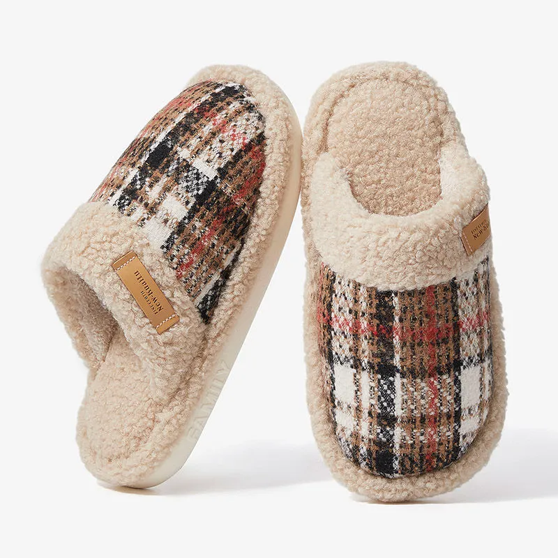 Cotton Slippers For Fall And Winter Indoor Unisex Slip Resistant Fleece Lined Warm Couple's Floor Cotton Slippers-26