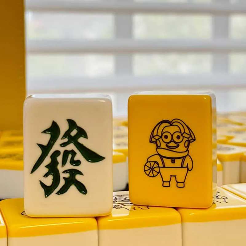 Imono Hand Crafted Mahjong Set For Home Use Yellow Koon Cartoon Style Cute Design Board Games-20
