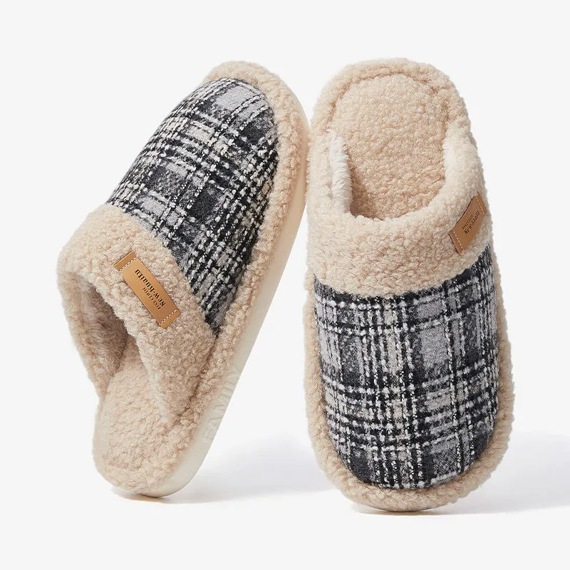 Cotton Slippers For Fall And Winter Indoor Unisex Slip Resistant Fleece Lined Warm Couple's Floor Cotton Slippers-28