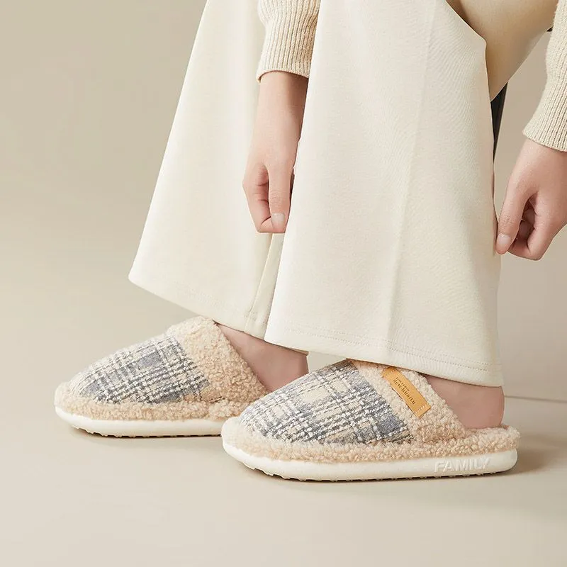 Cotton Slippers For Fall And Winter Indoor Unisex Slip Resistant Fleece Lined Warm Couple's Floor Cotton Slippers-22