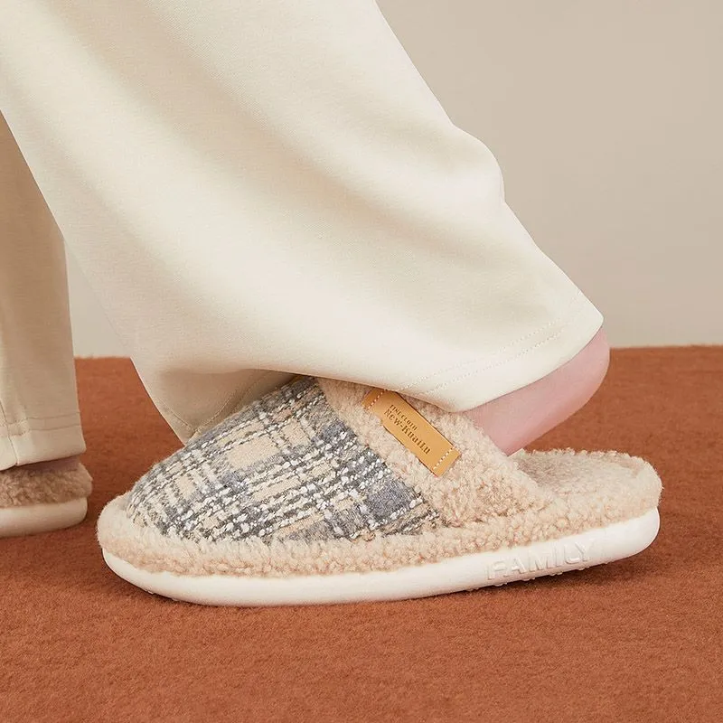 Cotton Slippers For Fall And Winter Indoor Unisex Slip Resistant Fleece Lined Warm Couple's Floor Cotton Slippers-23