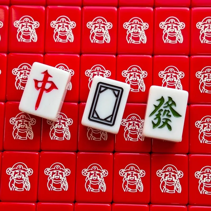 Imono Hand Carved Mahjong Tiles For Home Use Red Mahjong Box Board Games-31