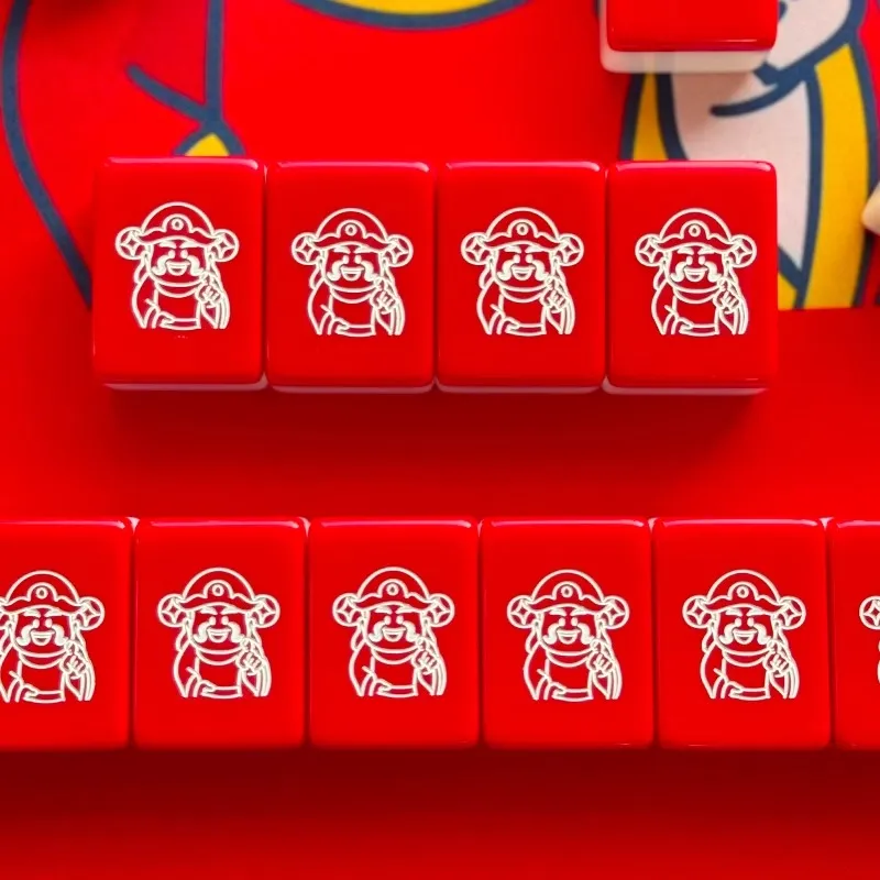 Imono Hand Carved Mahjong Tiles For Home Use Red Mahjong Box Board Games-43