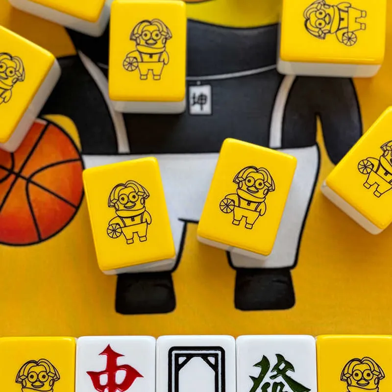 Imono Hand Crafted Mahjong Set For Home Use Yellow Koon Cartoon Style Cute Design Board Games-24