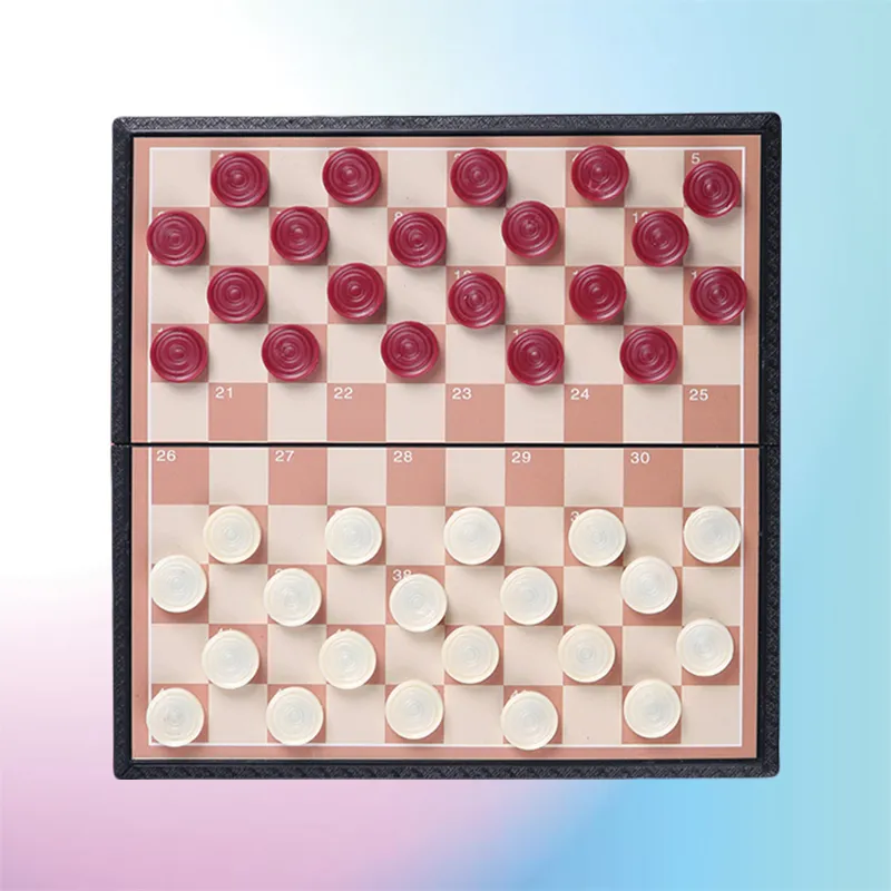 Imono 100 Square International Checkers Magnetic Foldable Board Specialized Western Checkers Board Games-1