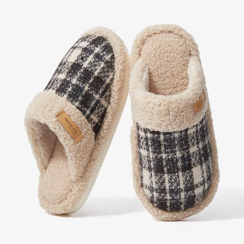 Cotton Slippers For Fall And Winter Indoor Unisex Slip Resistant Fleece Lined Warm Couple's Floor Cotton Slippers-30