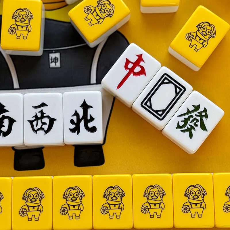 Imono Hand Crafted Mahjong Set For Home Use Yellow Koon Cartoon Style Cute Design Board Games-9