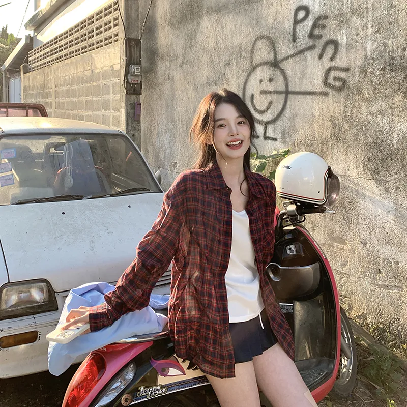 Tokyo Season Shirt Women's Red Plaid-3