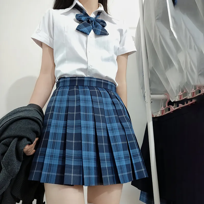 Tokyo Season Casual Short Skirts Women's Whale Fall, Plaid Skirt-2