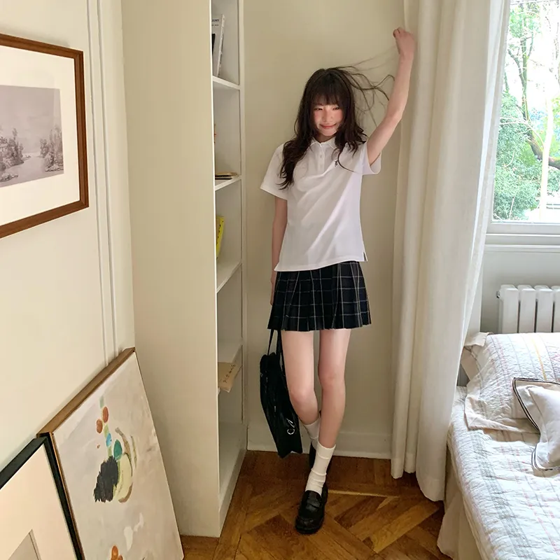 Tokyo Season Uniforms Women's Gift Box Set, White+Plaid Skirt Adjustable Waist Comes With Small Accessories+Hanging Tag-2