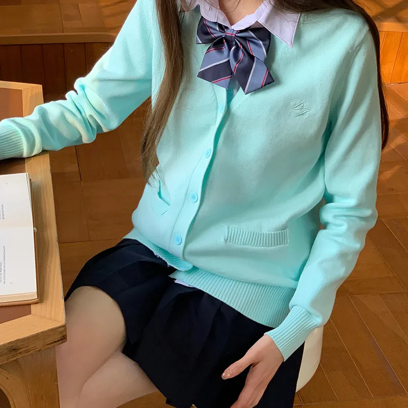 Tokyo Season Uniforms Women's Aqua Blue Sweater+Black Pleated Skirt, Comes With Free Shirt+Neck Strap+Badge-2