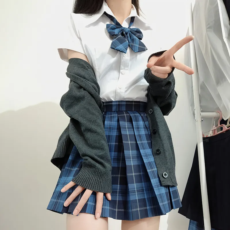 Tokyo Season Casual Short Skirts Women's Whale Fall, Plaid Skirt-3