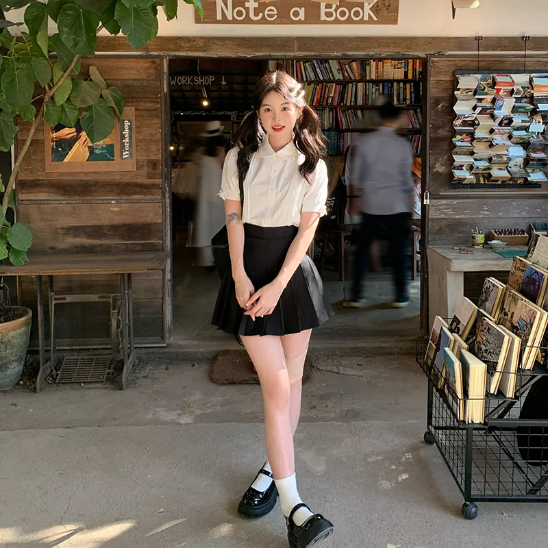 Tokyo Season Uniforms Women's Gift Box Set, White Shirt+Pleated Skirt Slim Fit, Lined With Hanger+Skirt Clip-2