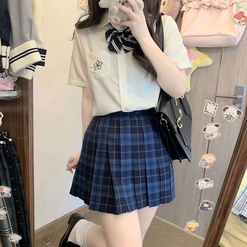 Tokyo Season Casual Short Skirts Women's Whale Fall, Plaid Skirt-6