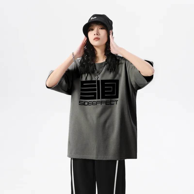 SIDEEFFECT Short Sleeved T Shirts Summer Unisex Black-16