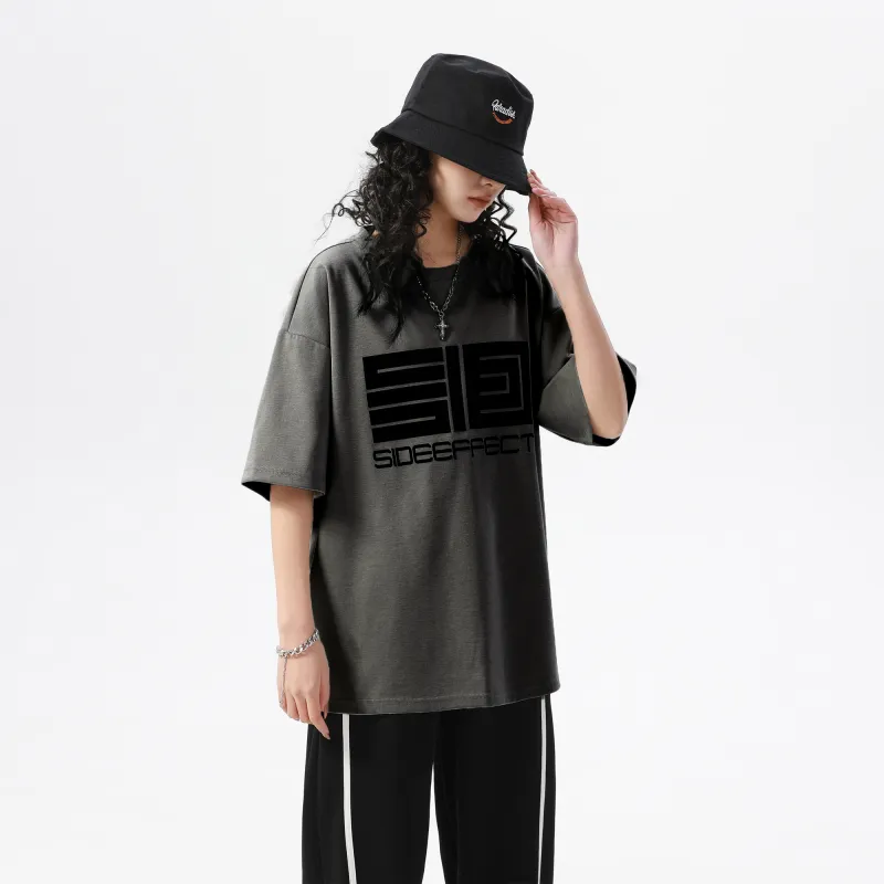 SIDEEFFECT Short Sleeved T Shirts Summer Unisex Black-19