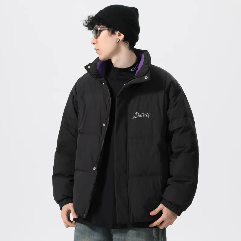 SIDEEFFECT Down Jacket Coat Winter Unisex Black-5