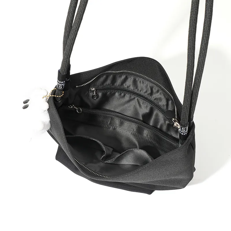 MASTER CANVAS Fabric Shoulder Bag Women's Black/Gray/Ecru-5