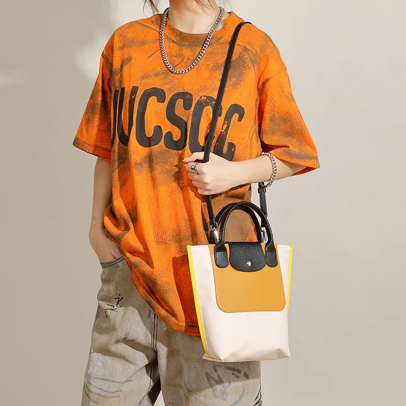 MASTER CANVAS Nylon With Leather Bucket Bag, Crossbody, One Shoulder Handbag Women's Ivory White/Green-4