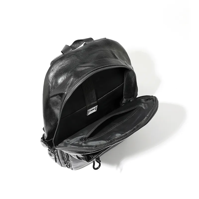 MASTER CANVAS Leather Backpack Unisex Black-5