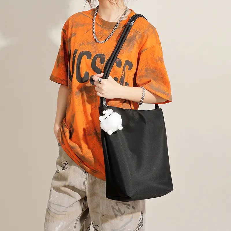MASTER CANVAS Fabric Shoulder Bag Women's Black/Gray/Ecru-6