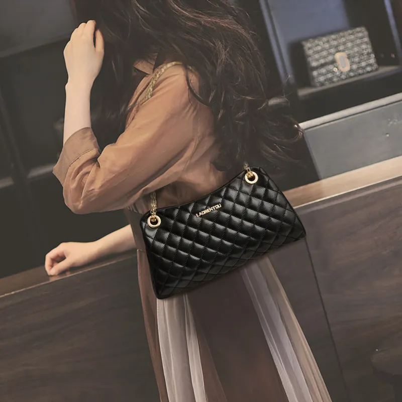 Old Man's Head Cow Leather Shoulder Bag Handheld Crossbody Bag Women's Black-2