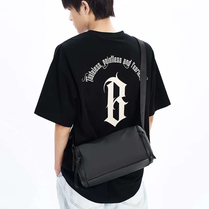 Old Man's Head Nylon Waterproof Fabric Shoulder Bag, Crossbody Bag Unisex Black-2