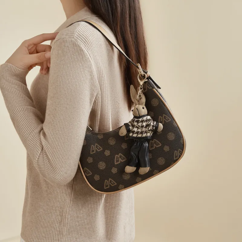 Old Man's Head PVC Crossbody Shoulder Bag Regular Women's Coffee-3
