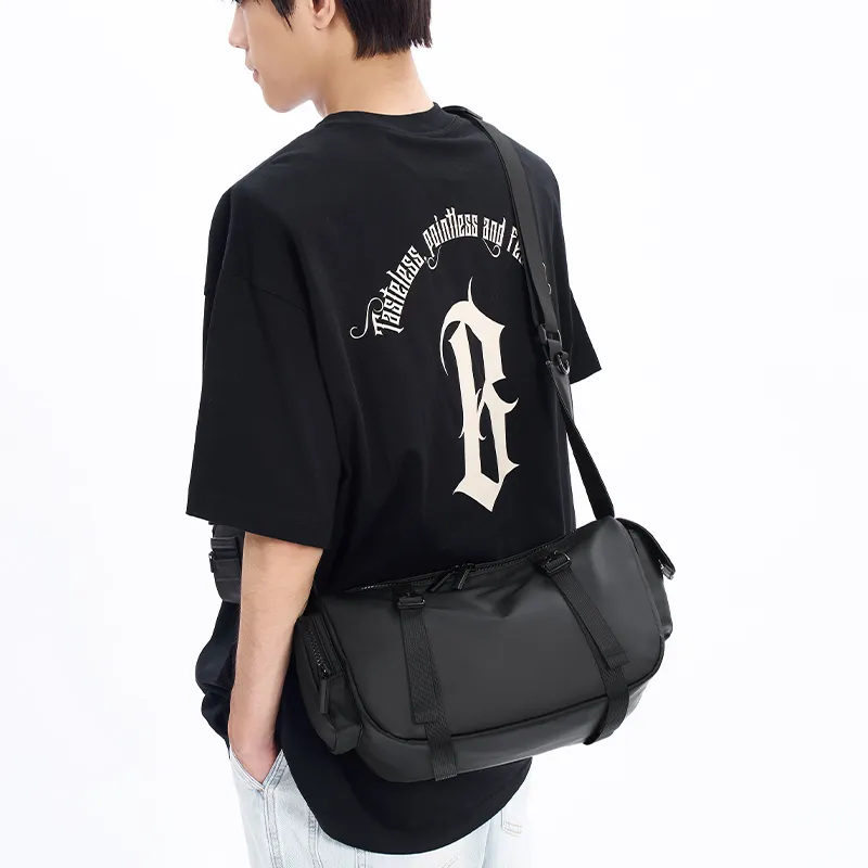 Old Man's Head Nylon Shoulder Bag, Crossbody Bag Unisex Black-3