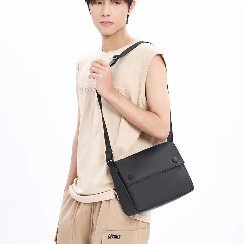 Old Man's Head Nylon Fabric Shoulder Bag, Crossbody Bag Regular Men's Black-4