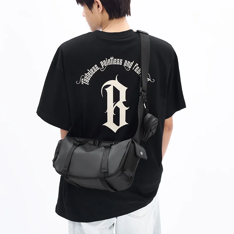 Old Man's Head Nylon Shoulder Bag, Crossbody Bag Unisex Black-2