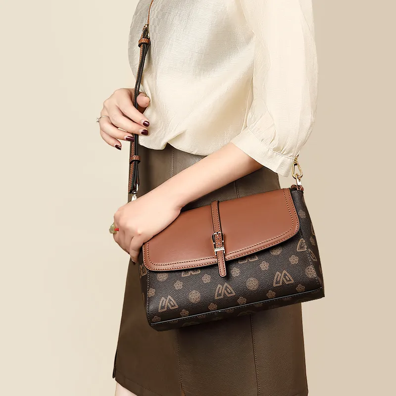 Old Man's Head Synthetic Leather Shoulder Bag Crossbody Bag Small Size Women's Coffee-1