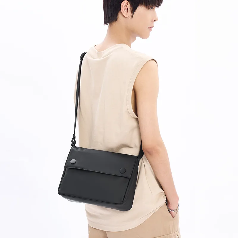 Old Man's Head Nylon Fabric Shoulder Bag, Crossbody Bag Regular Men's Black-3