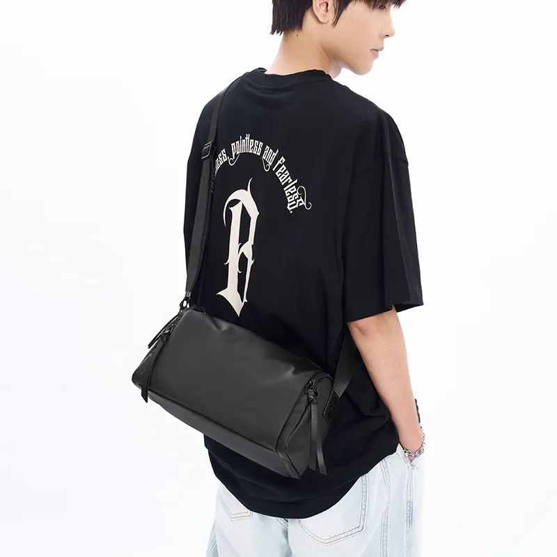 Old Man's Head Nylon Waterproof Fabric Shoulder Bag, Crossbody Bag Unisex Black-3