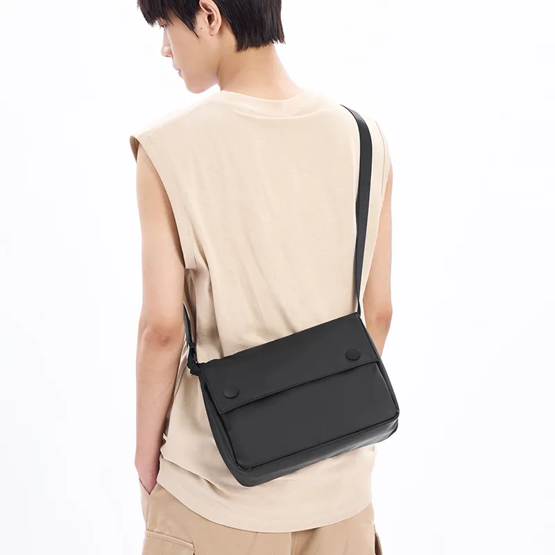 Old Man's Head Nylon Fabric Shoulder Bag, Crossbody Bag Regular Men's Black-2
