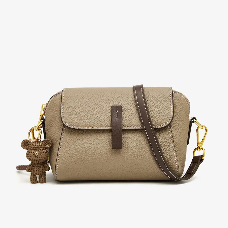 Old Man's Head Cow Leather Patchwork Synthetic Leather Shoulder Bag Crossbody Bag Women's Gray/Black-1