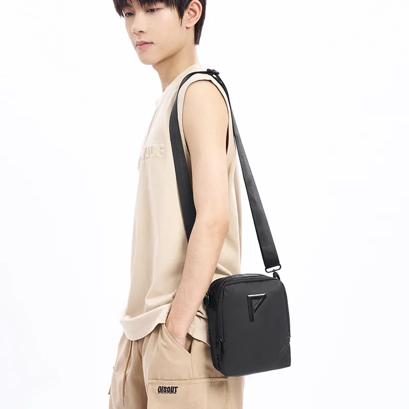 Old Man's Head Waterproof Fabric Shoulder Bag, Crossbody Bag Men's Black-4