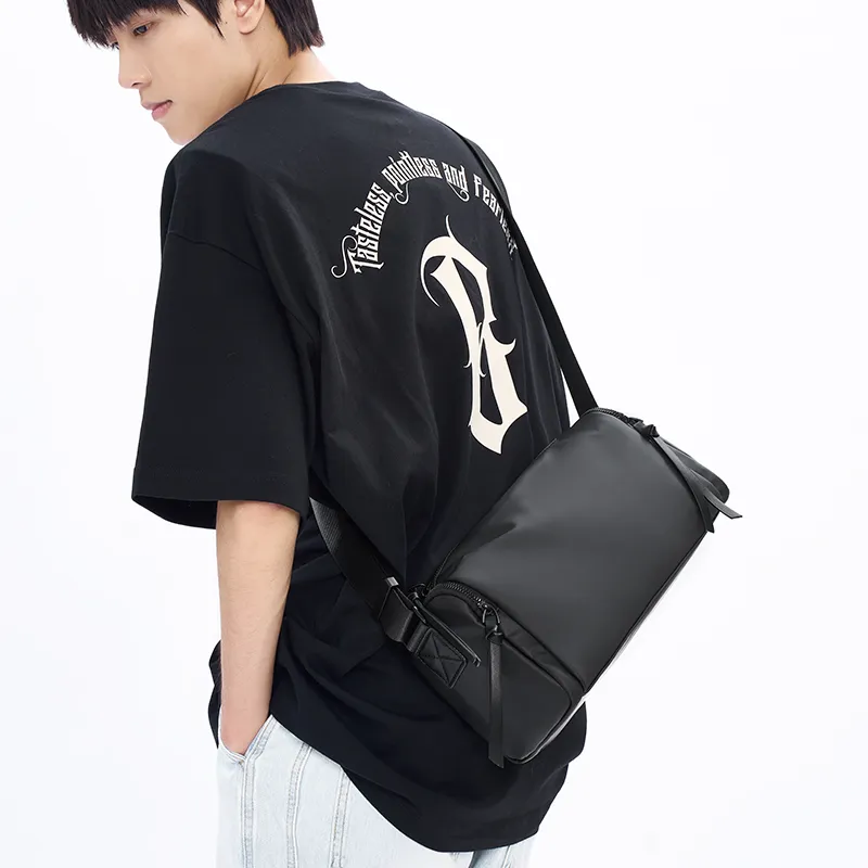 Old Man's Head Nylon Waterproof Fabric Shoulder Bag, Crossbody Bag Unisex Black-1