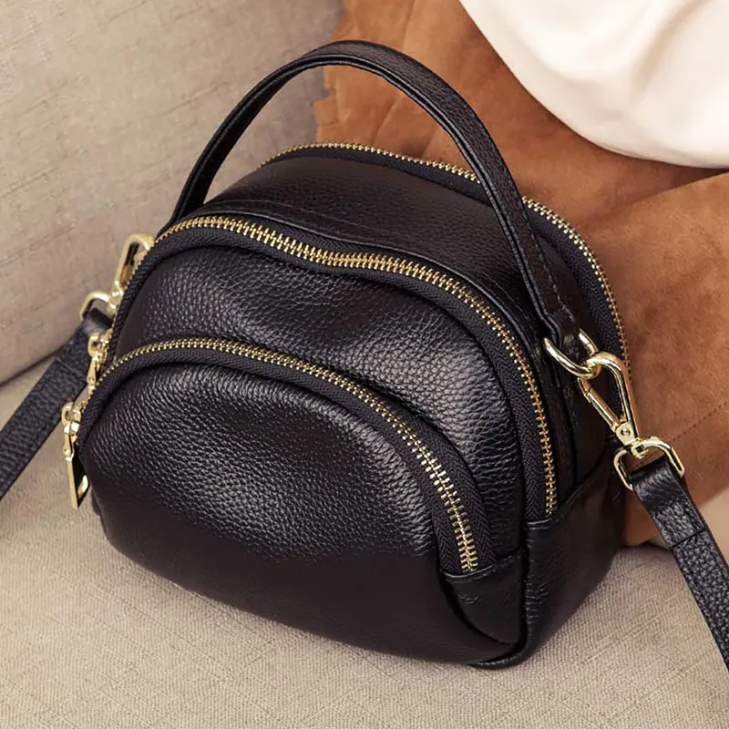 Old Man's Head Cow Leather Shoulder Bag, Crossbody Bag, Handbag Trumpets Women's Black-2