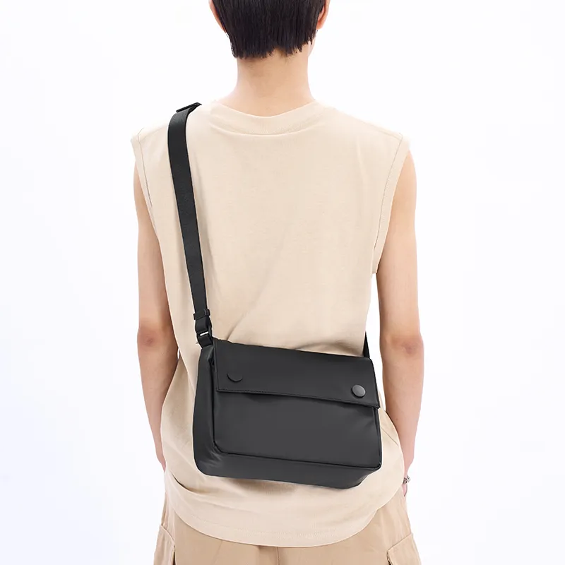 Old Man's Head Nylon Fabric Shoulder Bag, Crossbody Bag Regular Men's Black-1