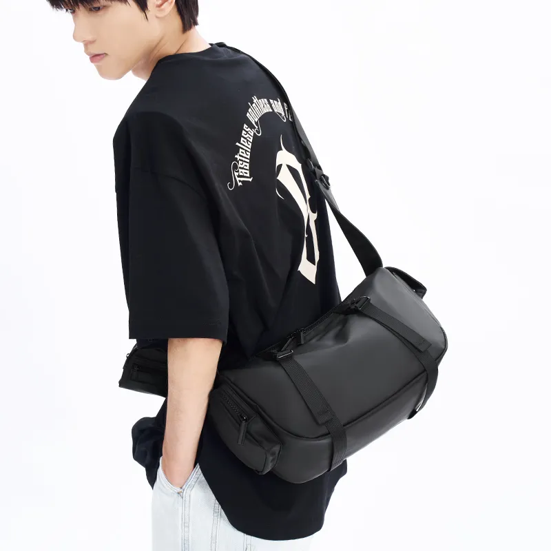 Old Man's Head Nylon Shoulder Bag, Crossbody Bag Unisex Black-1