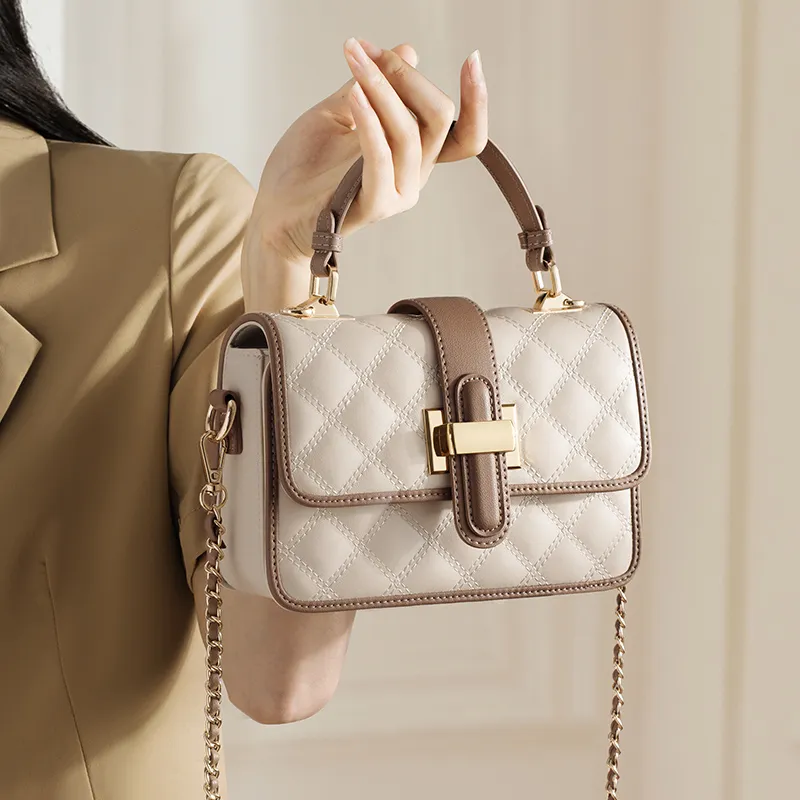 Old Man's Head Synthetic Leather With Cow Leather Crossbody Bag One Shoulder Portable Small Bag Regular Women's White-4
