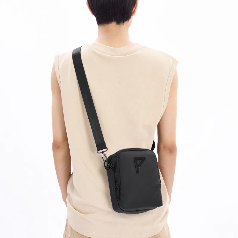 Old Man's Head Waterproof Fabric Shoulder Bag, Crossbody Bag Men's Black-2