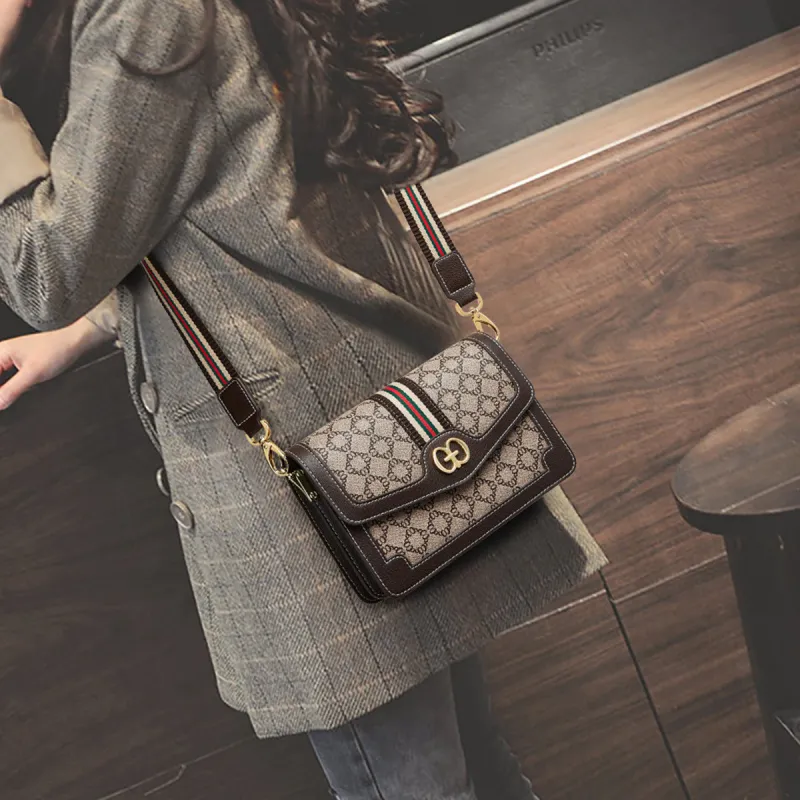 Old Man's Head PVC Shoulder Bag, Crossbody Bag Trumpets Women's Coffee-2