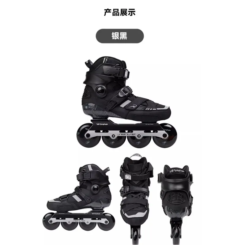FLYING EAGLE Inline Skates City Street Drifting, Flower Patterned Cornering Unisex Silver Black-5
