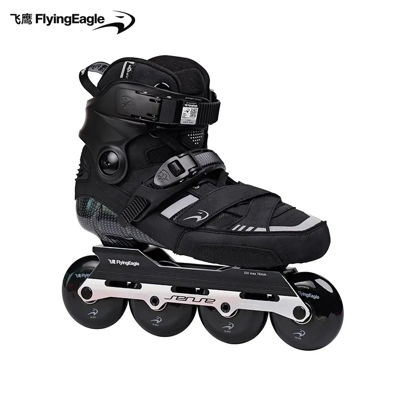 FLYING EAGLE Inline Skates City Street Drifting, Flower Patterned Cornering Unisex Silver Black-2