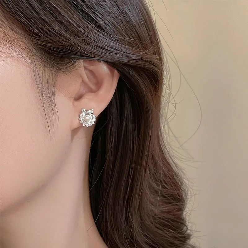 RUOK S925 Silver Stud Earrings Women's-1