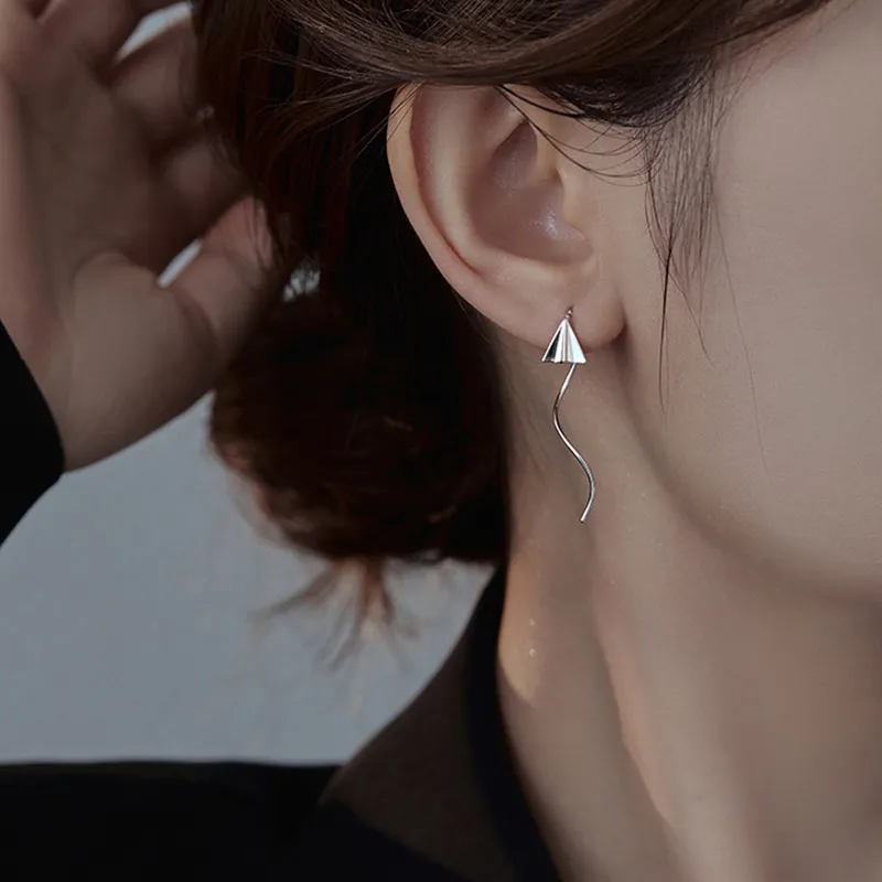 RUOK S925 Silver Drop Earrings Women's-2