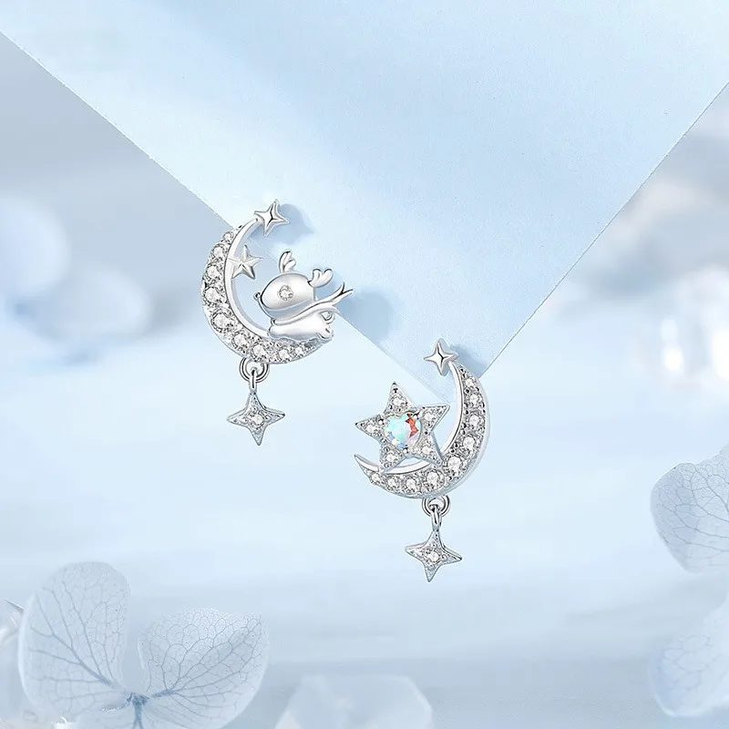RUOK S925 Silver Stud Earrings Unisex-1