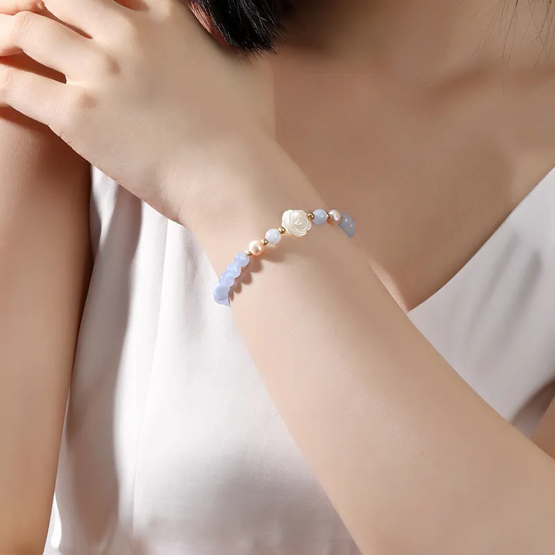 RUOK Pearl Aquamarine Bracelets Women's-4